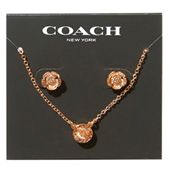 🆕️Open circle necklace and tea rose stud set - Picture 2 of 3